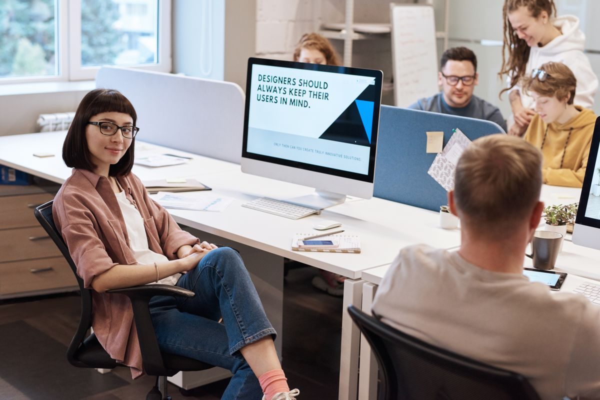 A team collaborating in an office